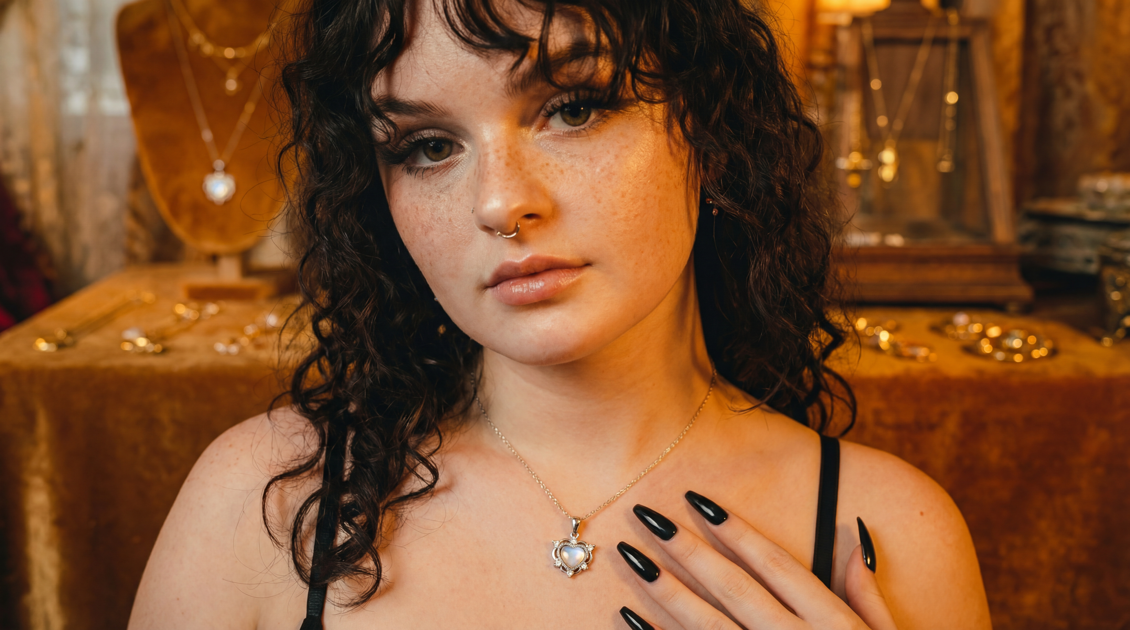aimee silver blue heart necklace ❦