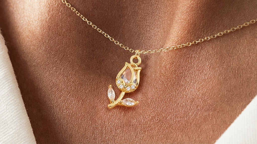 florissa cubic zirconia tulip necklace ❦