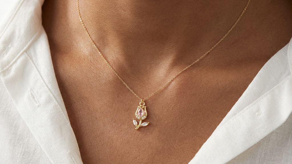 florissa cubic zirconia tulip necklace ❦