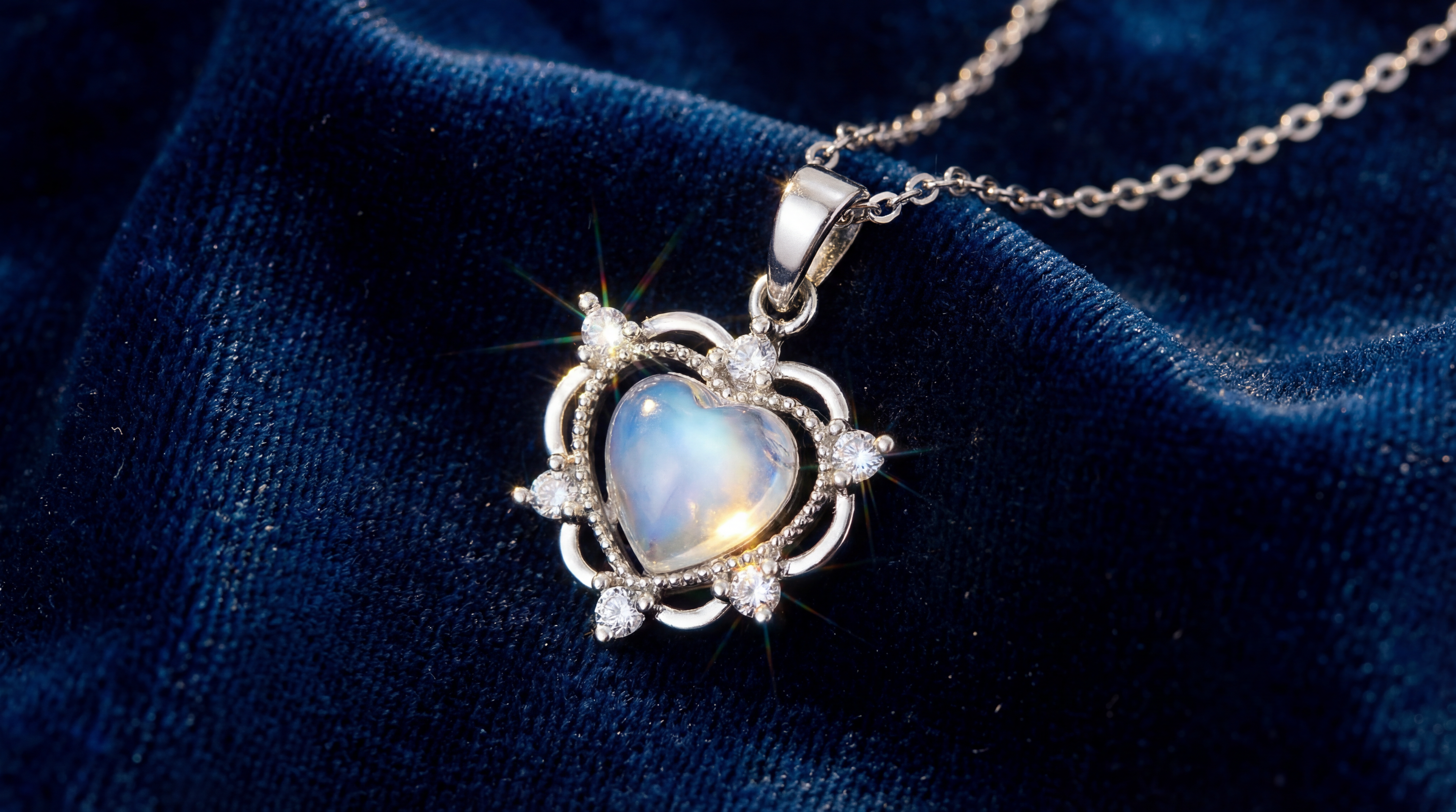 aimee silver blue heart necklace ❦