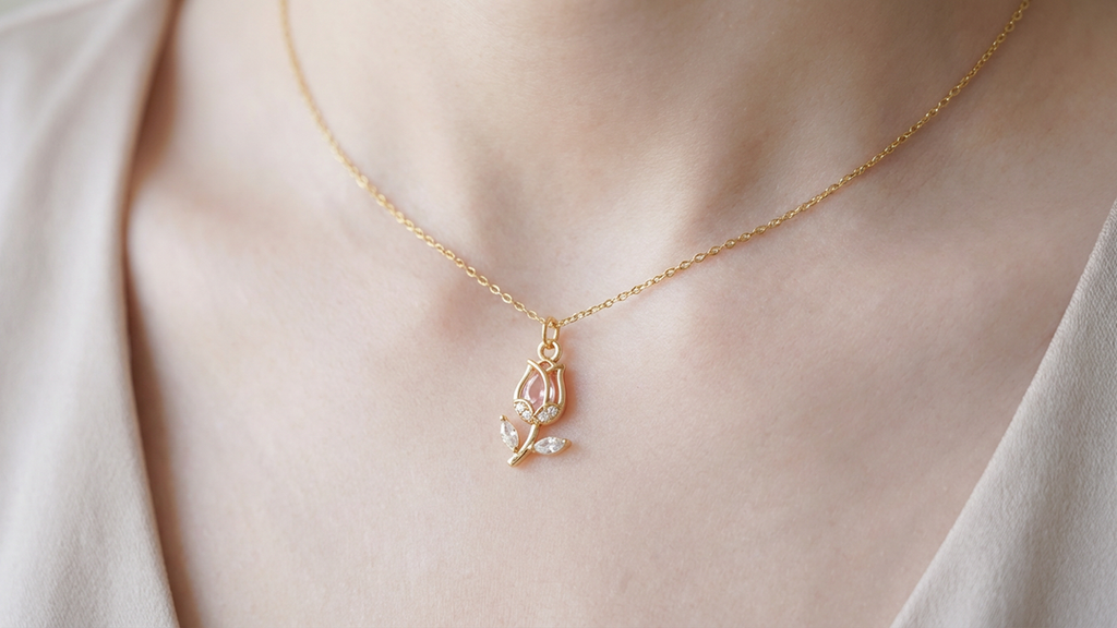 florissa cubic zirconia tulip necklace ❦