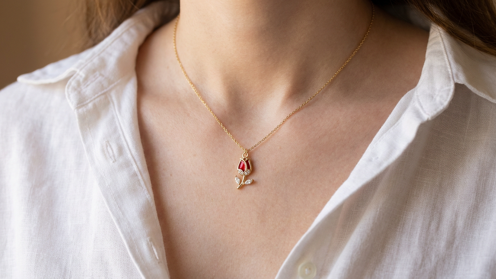 florissa cubic zirconia tulip necklace ❦