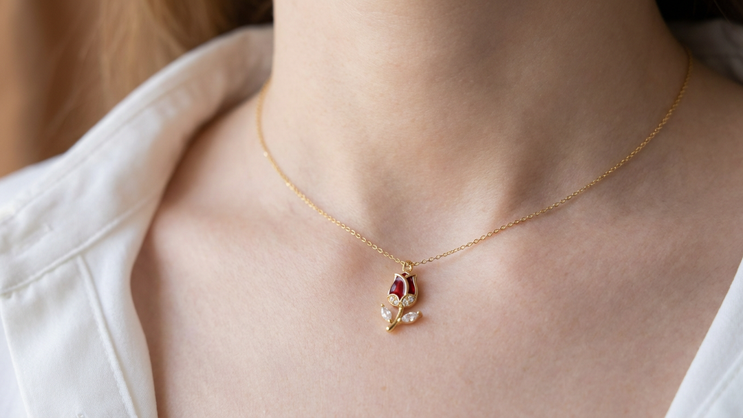 florissa cubic zirconia tulip necklace ❦